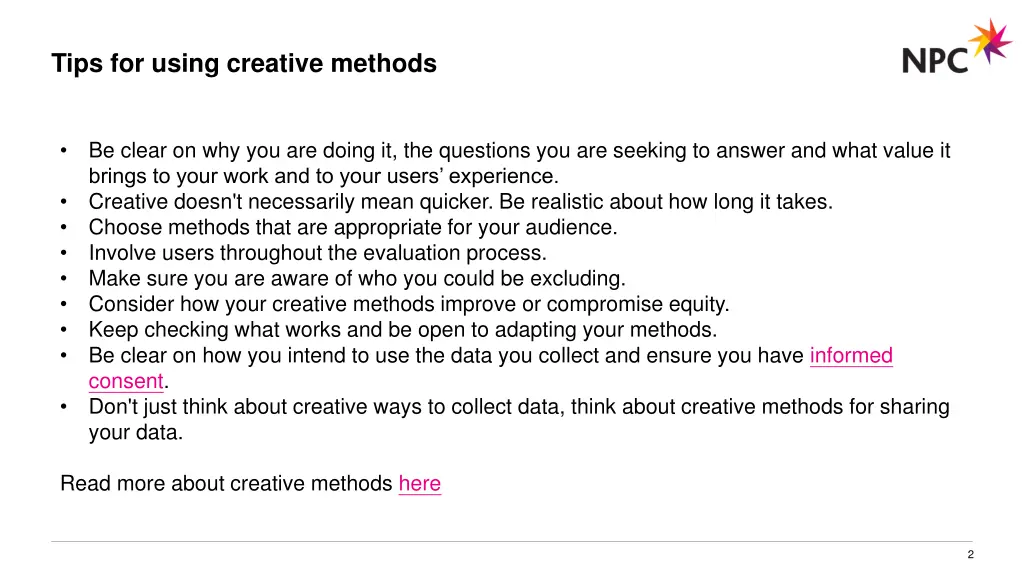 tips for using creative methods
