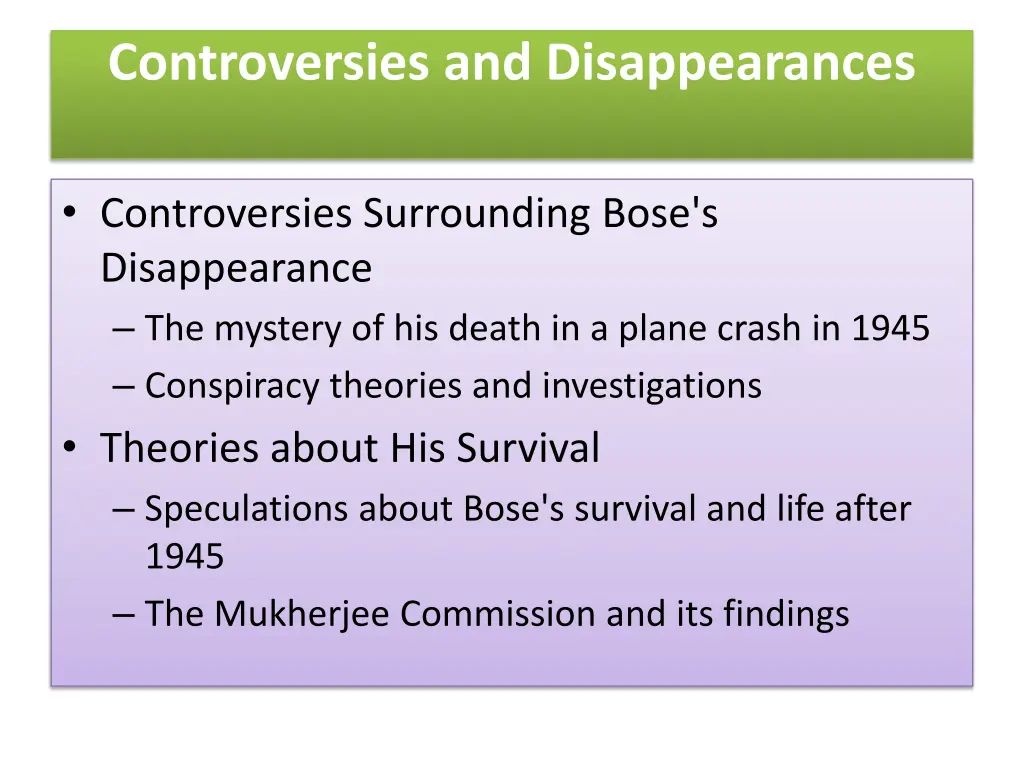 controversies and disappearances