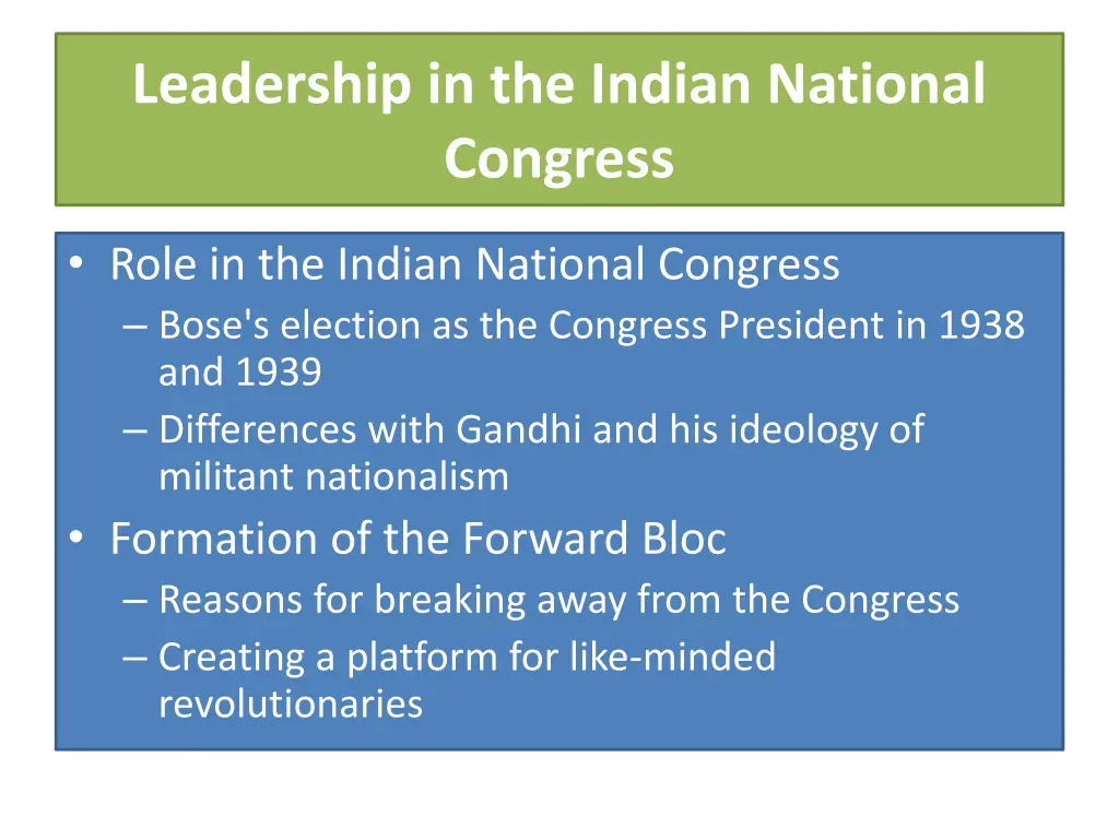 leadership in the indian national congress