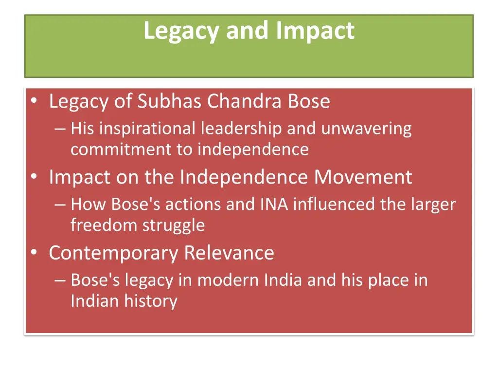 legacy and impact