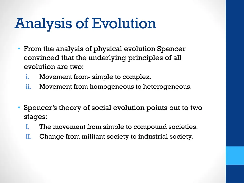 analysis of evolution