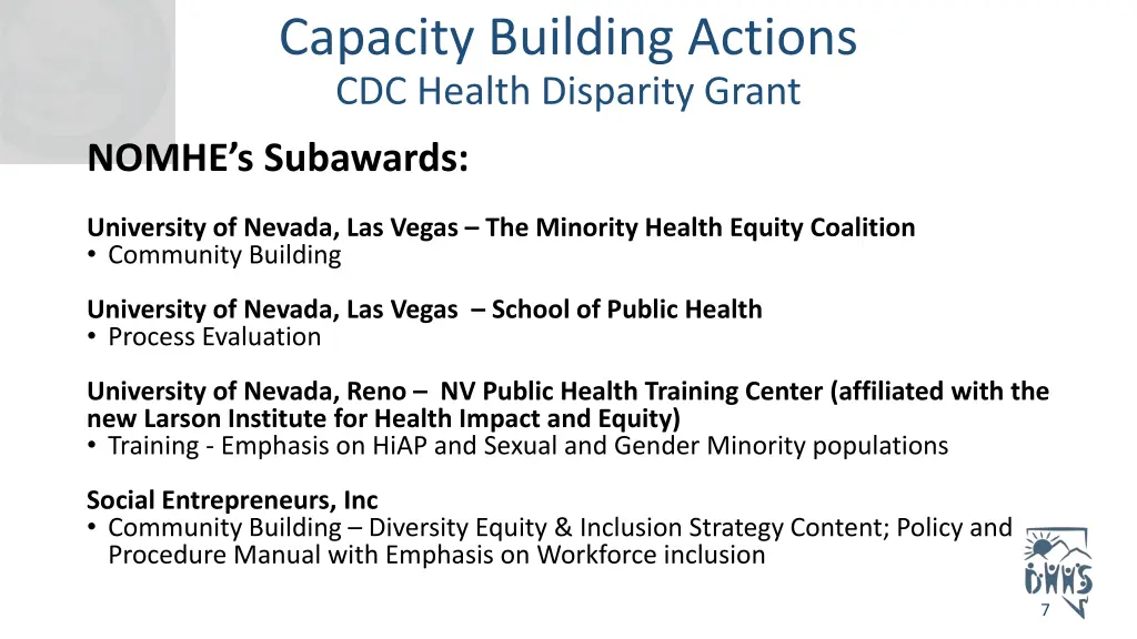 capacity building actions cdc health disparity 2