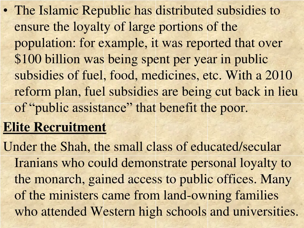 the islamic republic has distributed subsidies