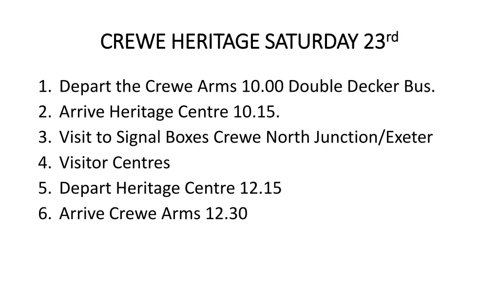 crewe heritage saturday 23 crewe heritage