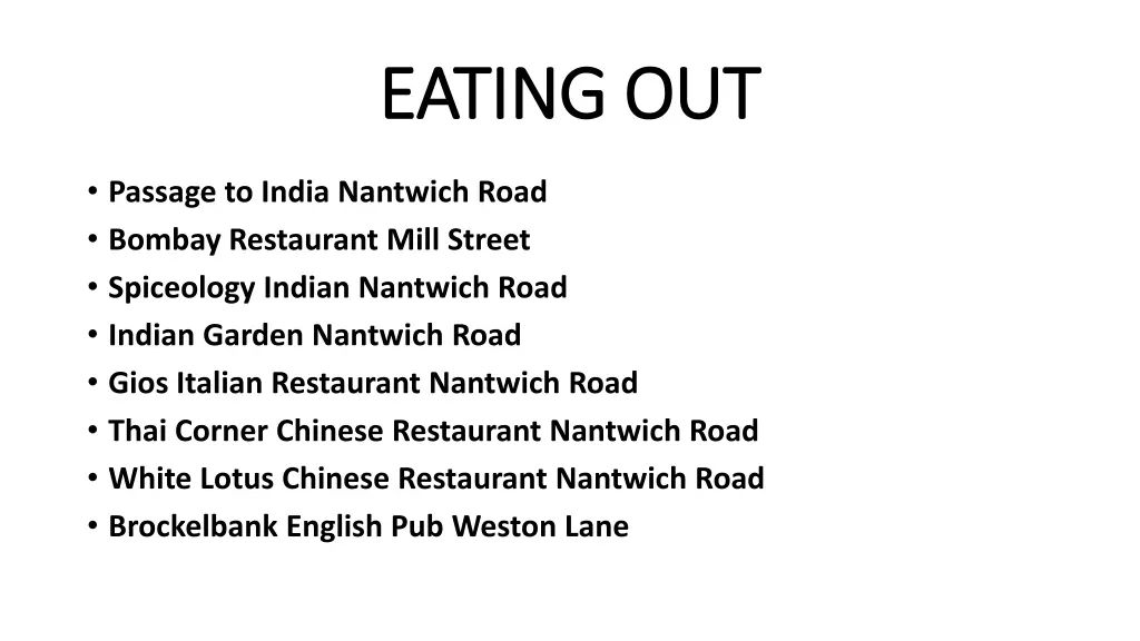 eating out eating out