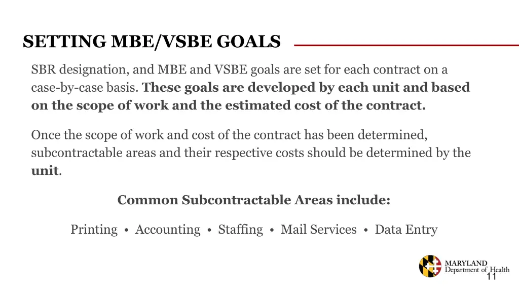 setting mbe vsbe goals