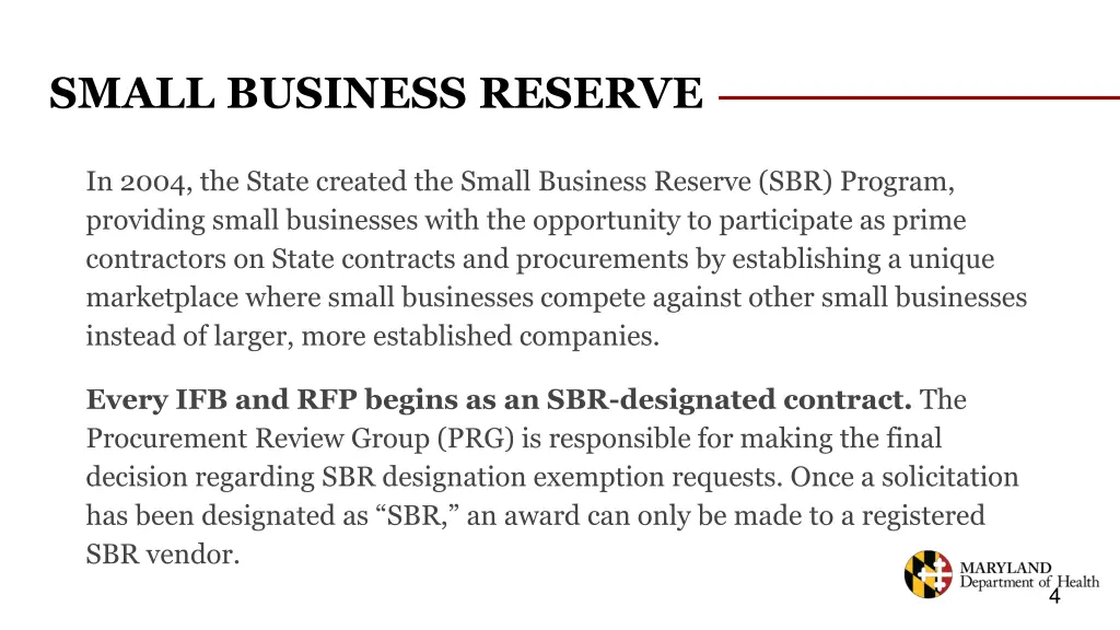small business reserve