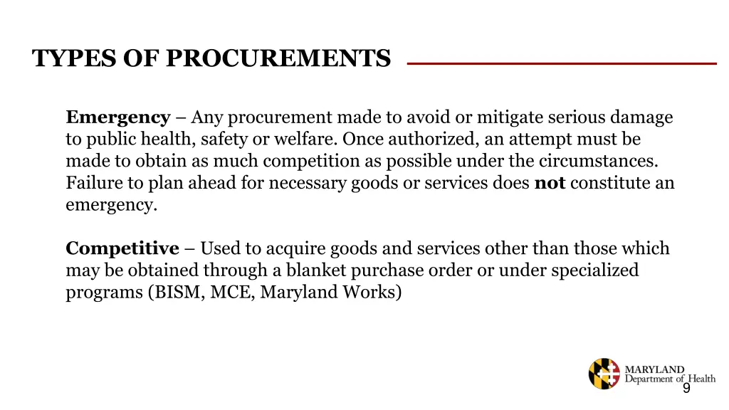 types of procurements 1