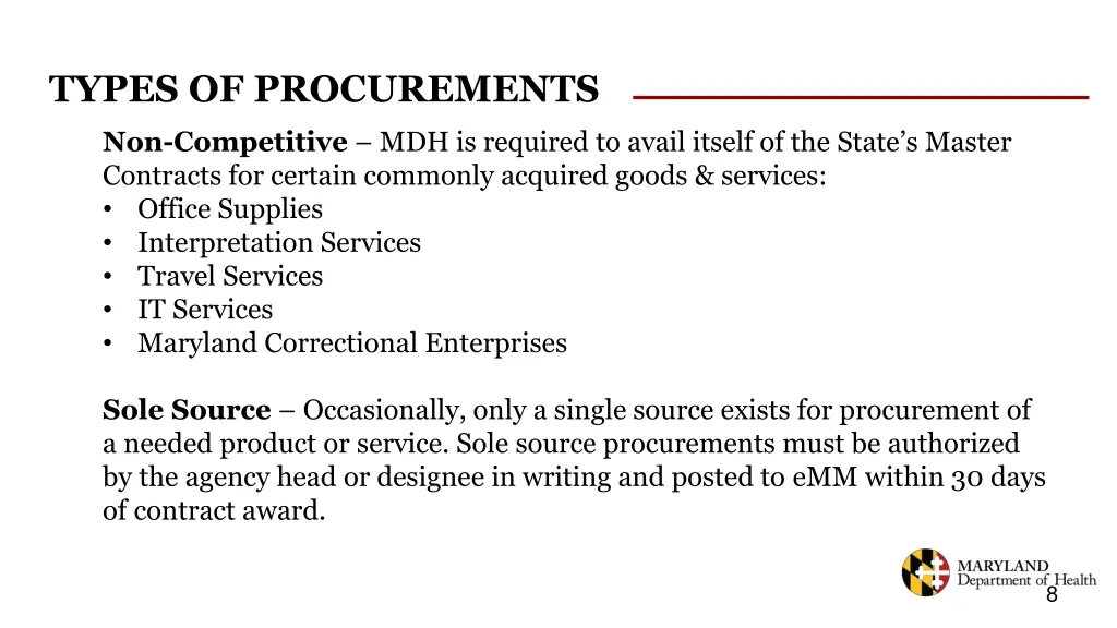 types of procurements