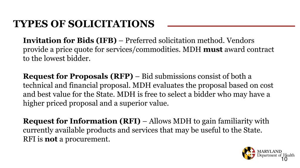types of solicitations