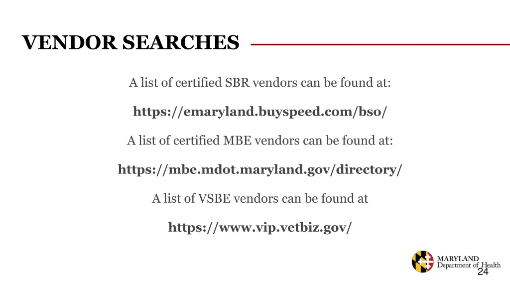 vendor searches