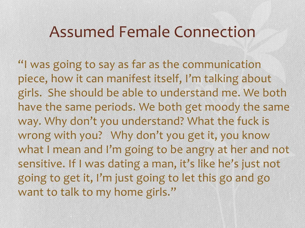 assumed female connection