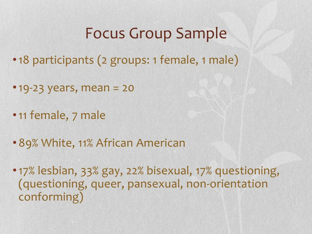 focus group sample