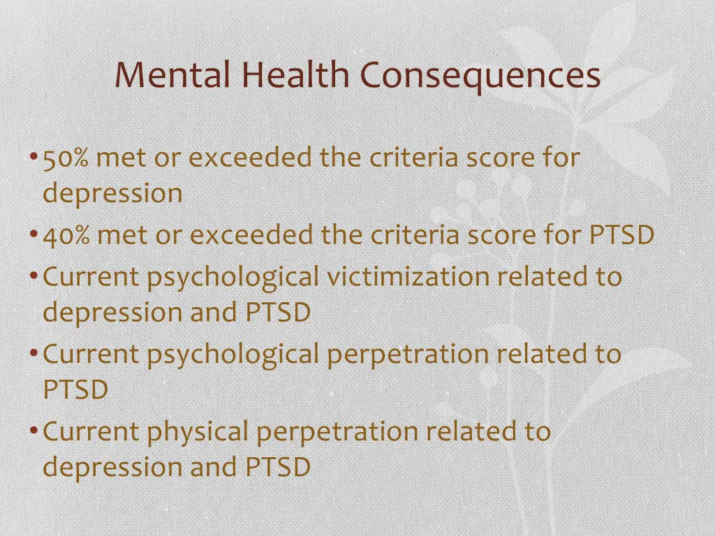 mental health consequences