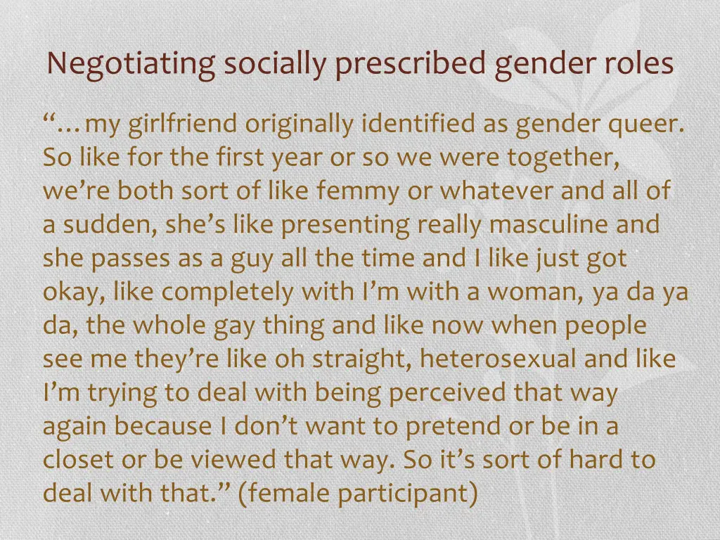 negotiating socially prescribed gender roles 1