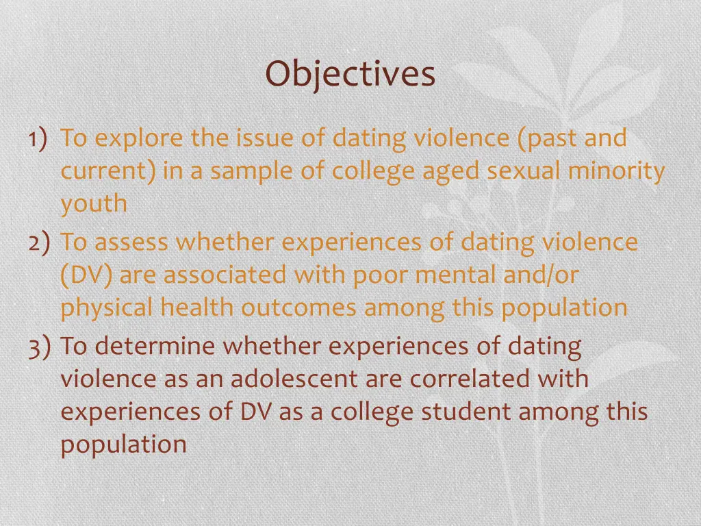 objectives 1