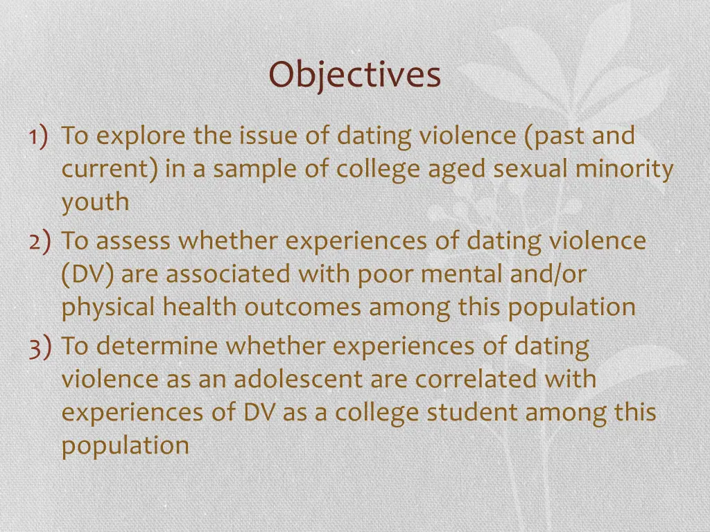 objectives