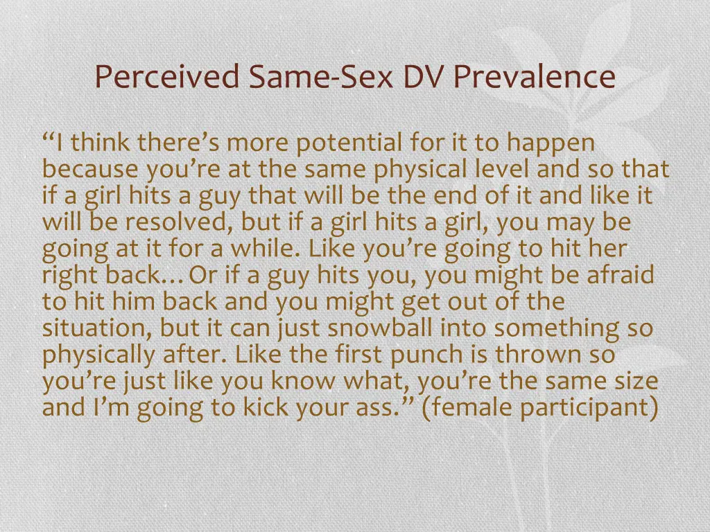 perceived same sex dv prevalence