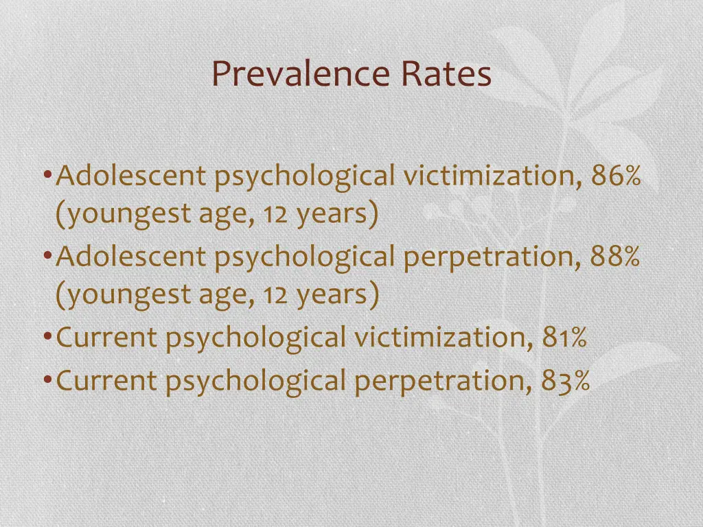 prevalence rates 1