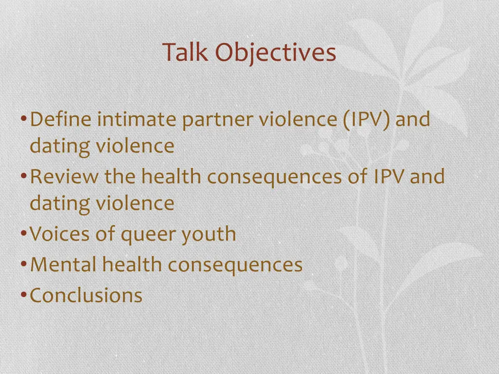 talk objectives