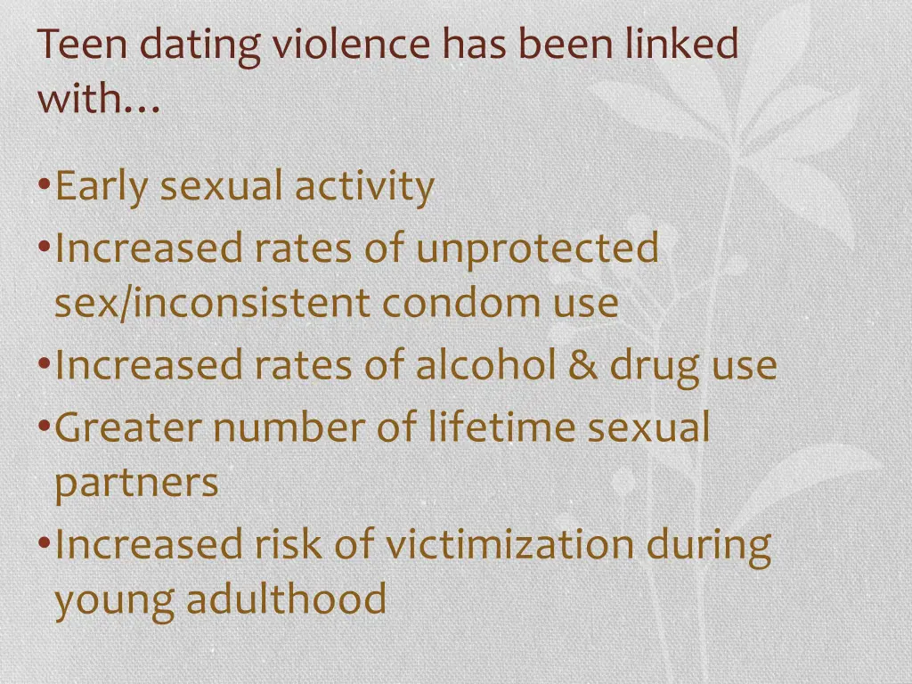 teen dating violence has been linked with