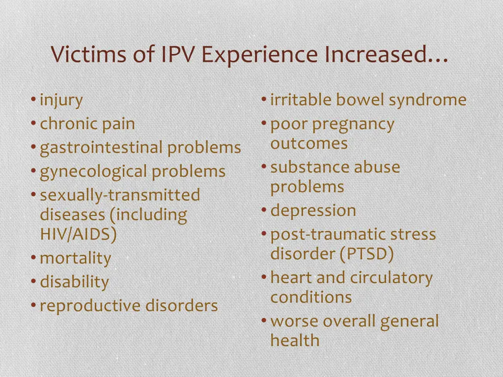 victims of ipv experience increased