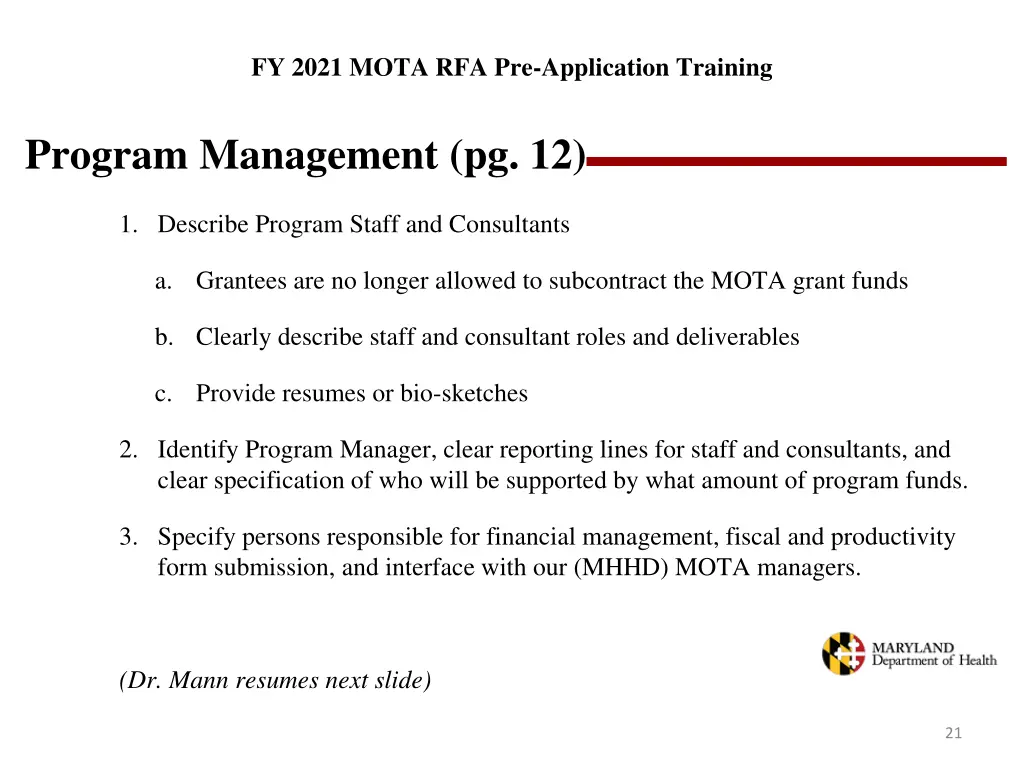 fy 2021 mota rfa pre application training 18