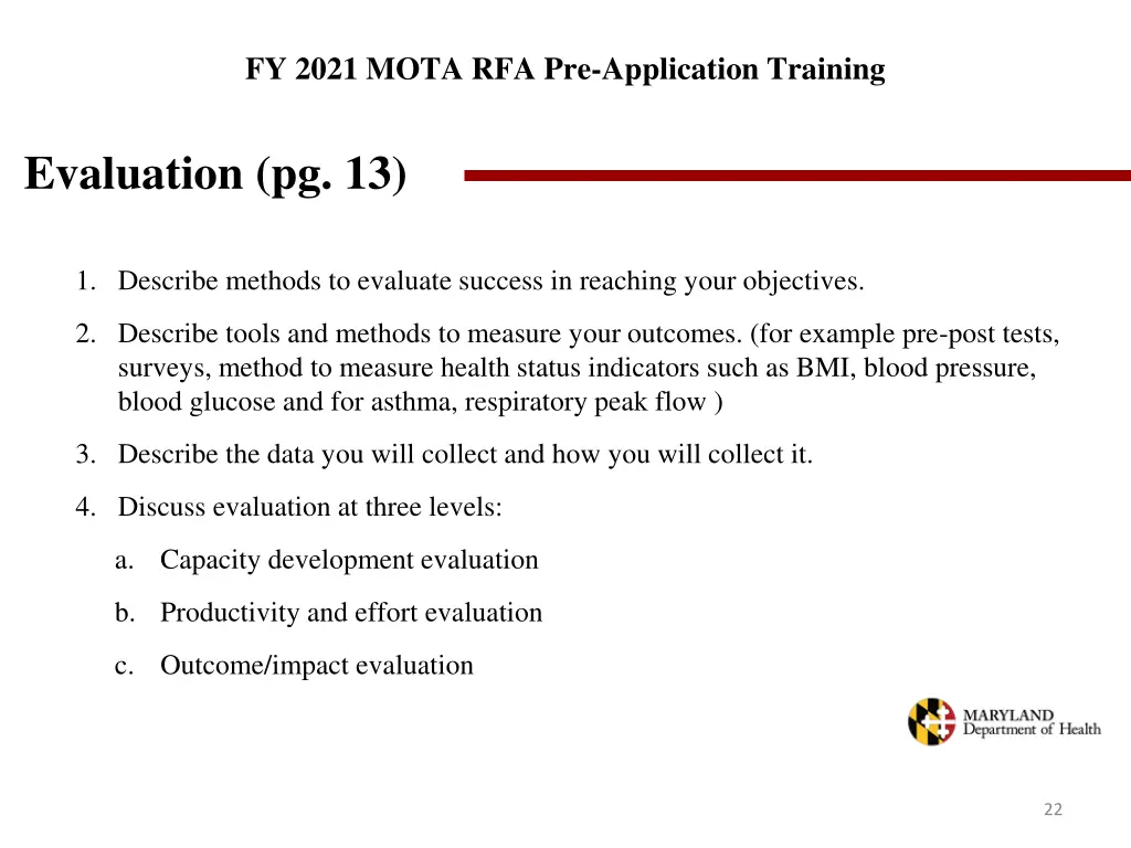 fy 2021 mota rfa pre application training 19