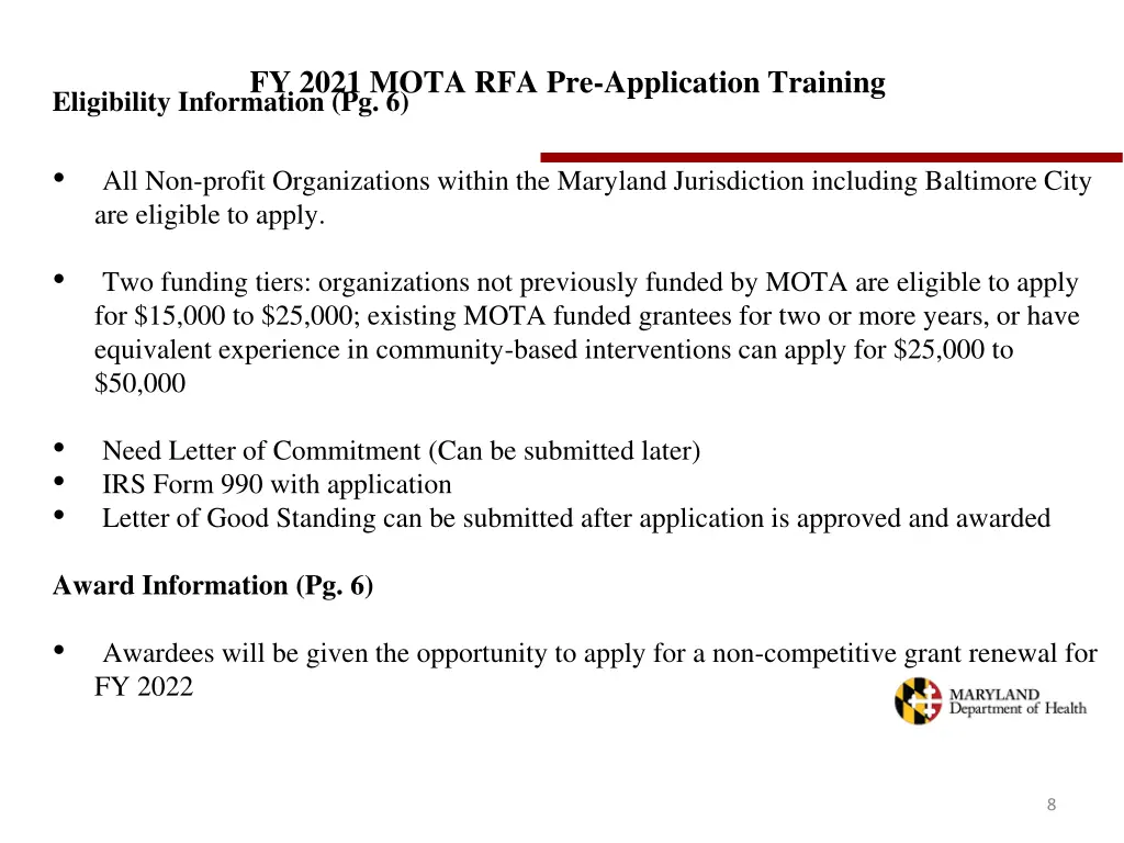 fy 2021 mota rfa pre application training 6