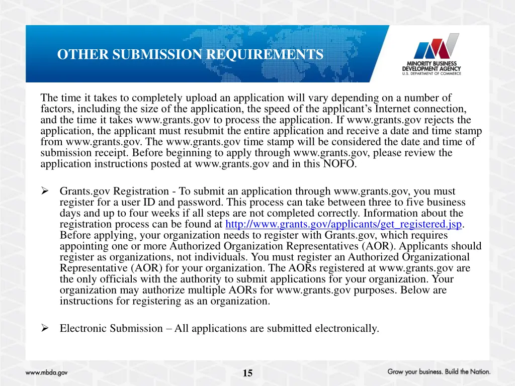 other submission requirements