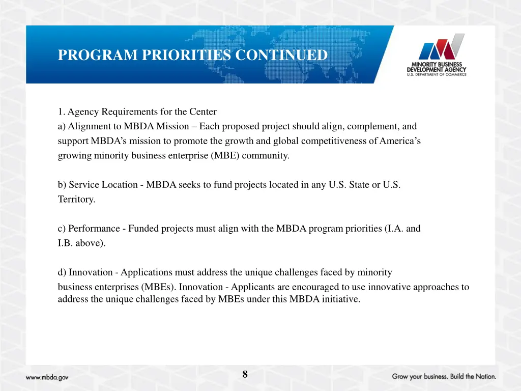 program priorities continued