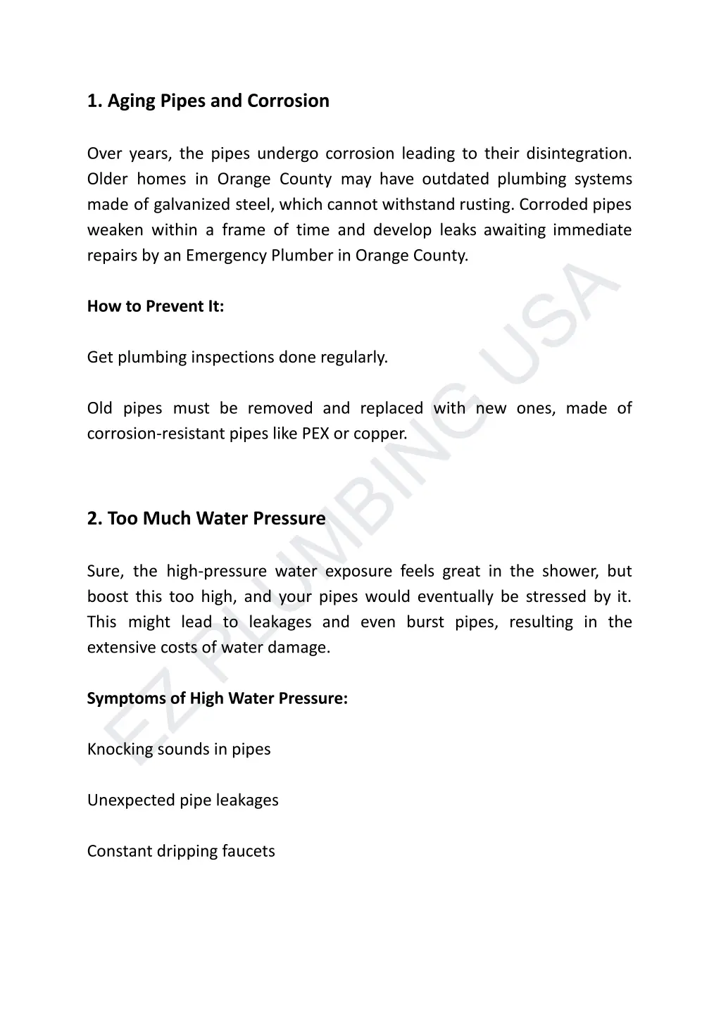 1 aging pipes and corrosion over years the pipes
