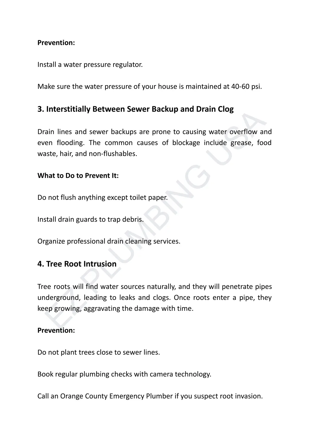 prevention install a water pressure regulator