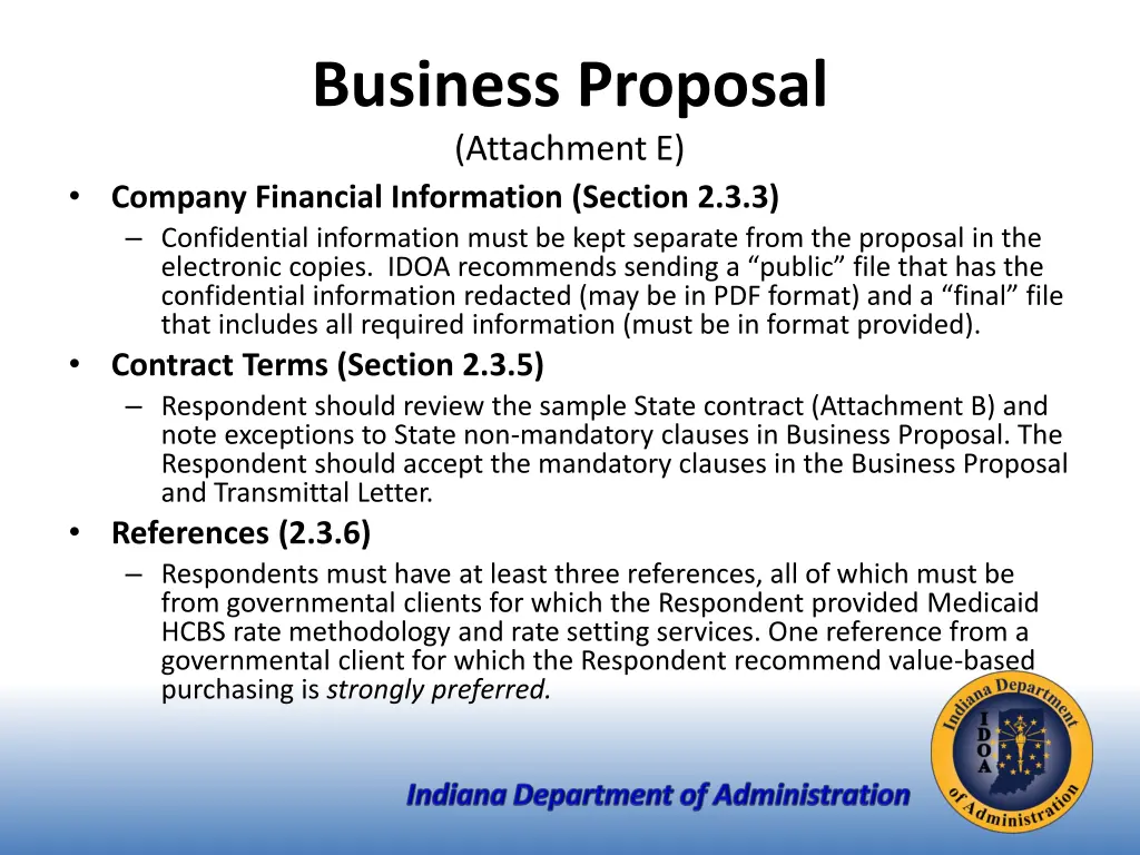 business proposal attachment e company financial
