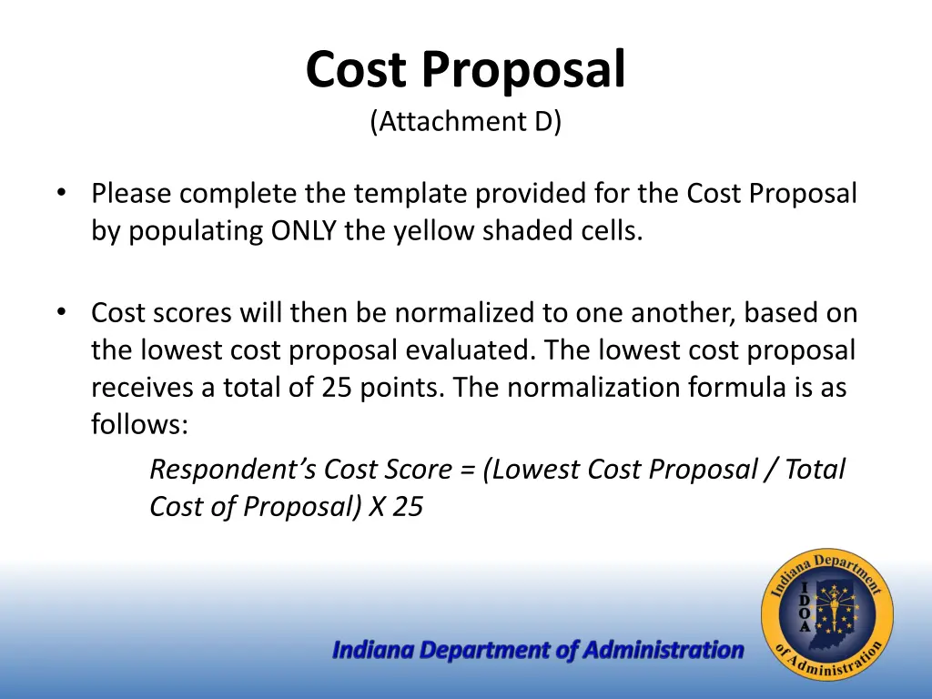cost proposal attachment d