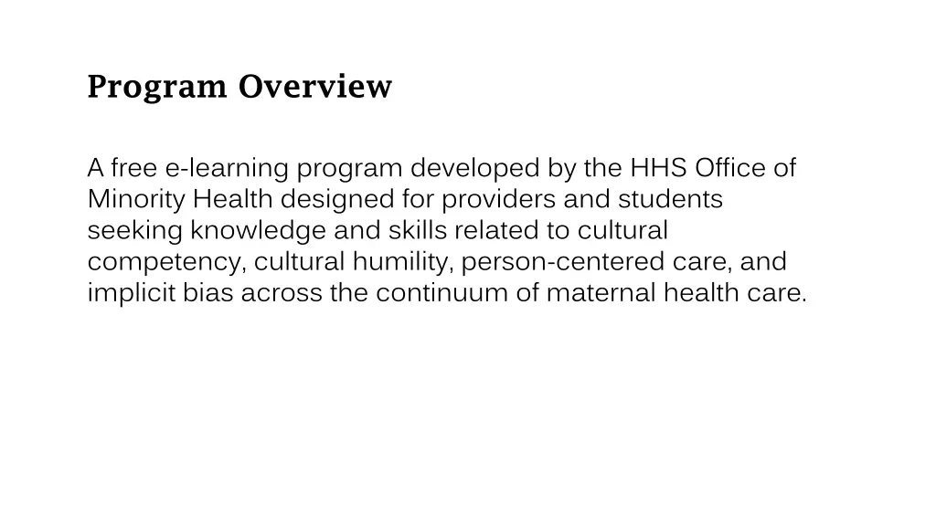 program overview