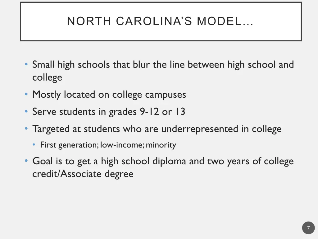 north carolina s model