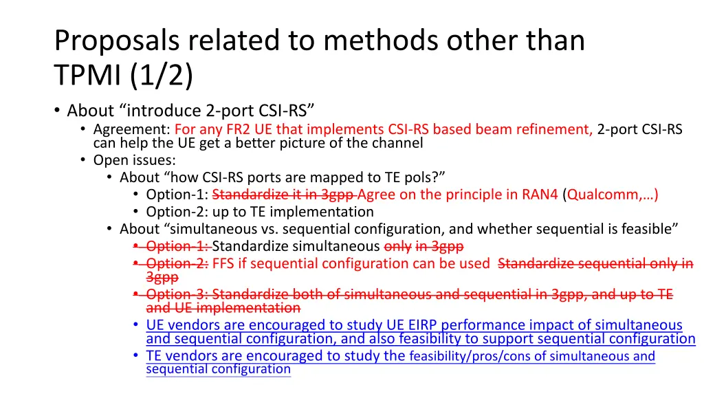 proposals related to methods other than tpmi