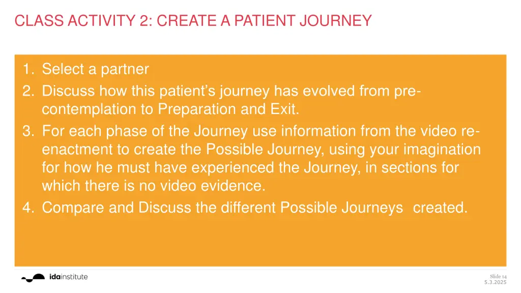 class activity 2 create a patient journey