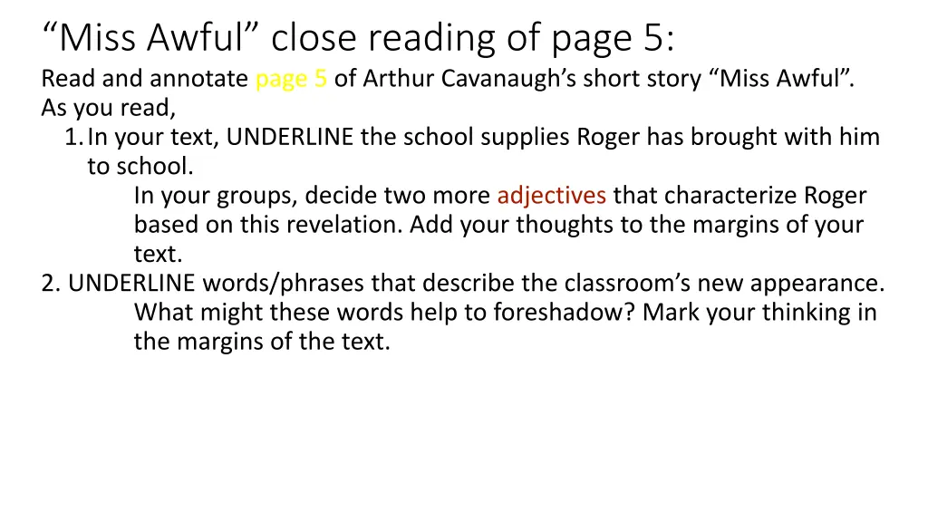 miss awful close reading of page 5 read