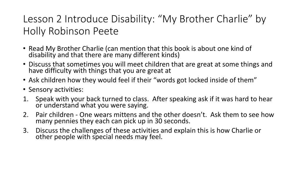 lesson 2 introduce disability my brother charlie