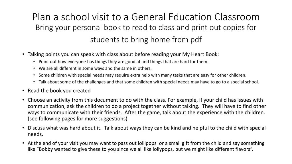 plan a school visit to a general education