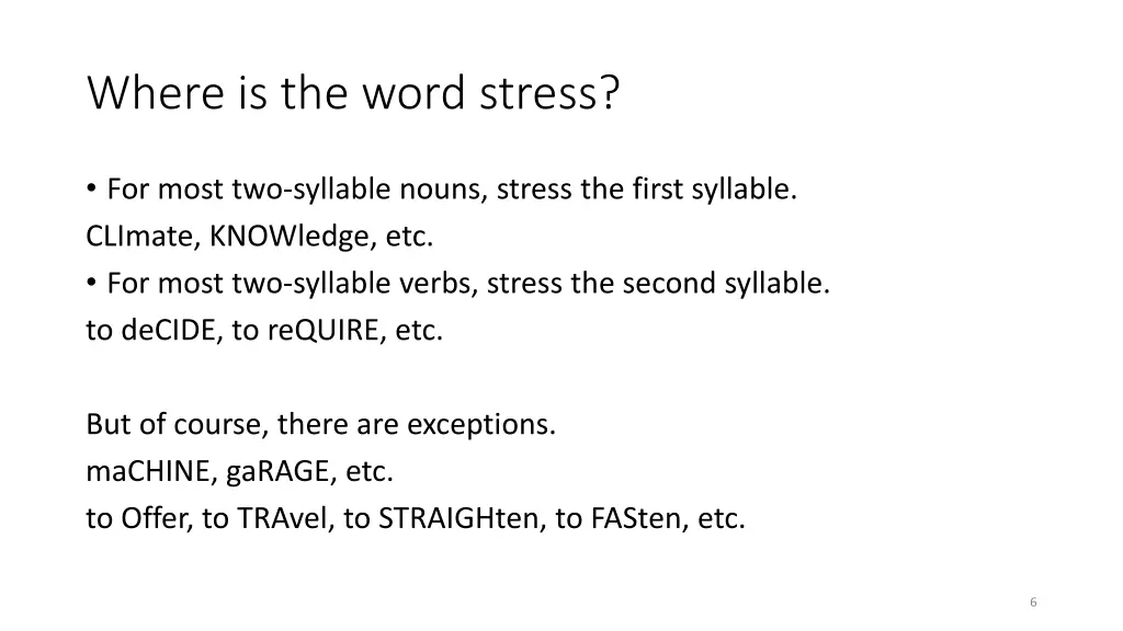 where is the word stress