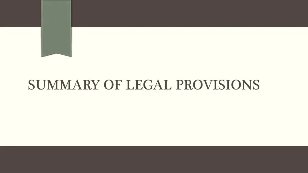 summary of legal provisions