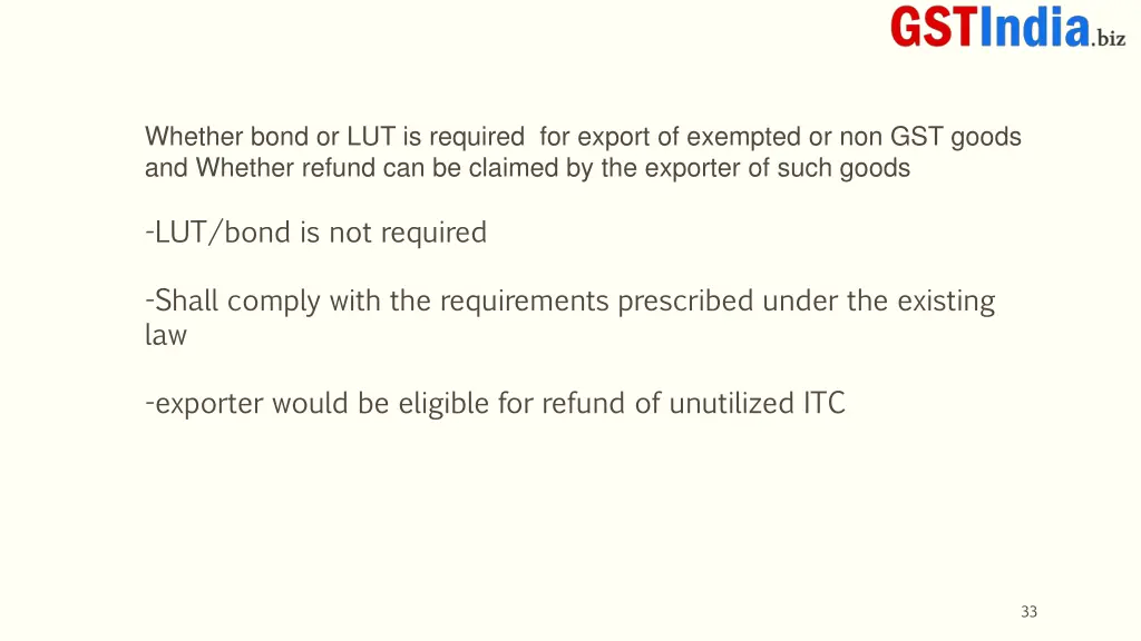 whether bond or lut is required for export
