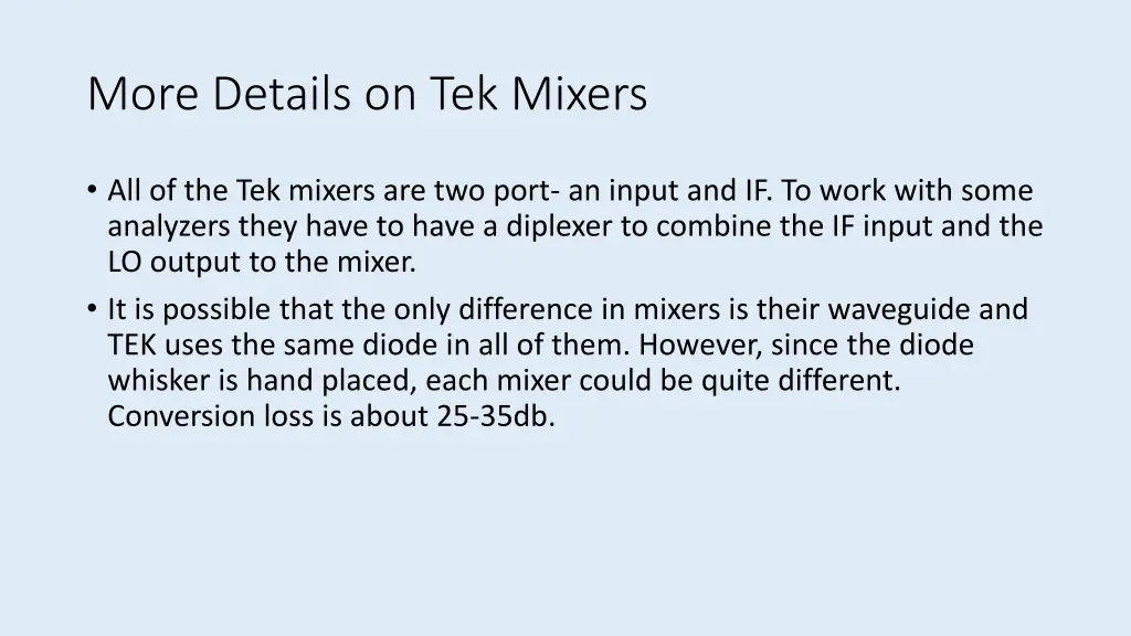 more details on tek mixers