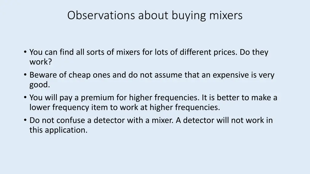 observations about buying mixers