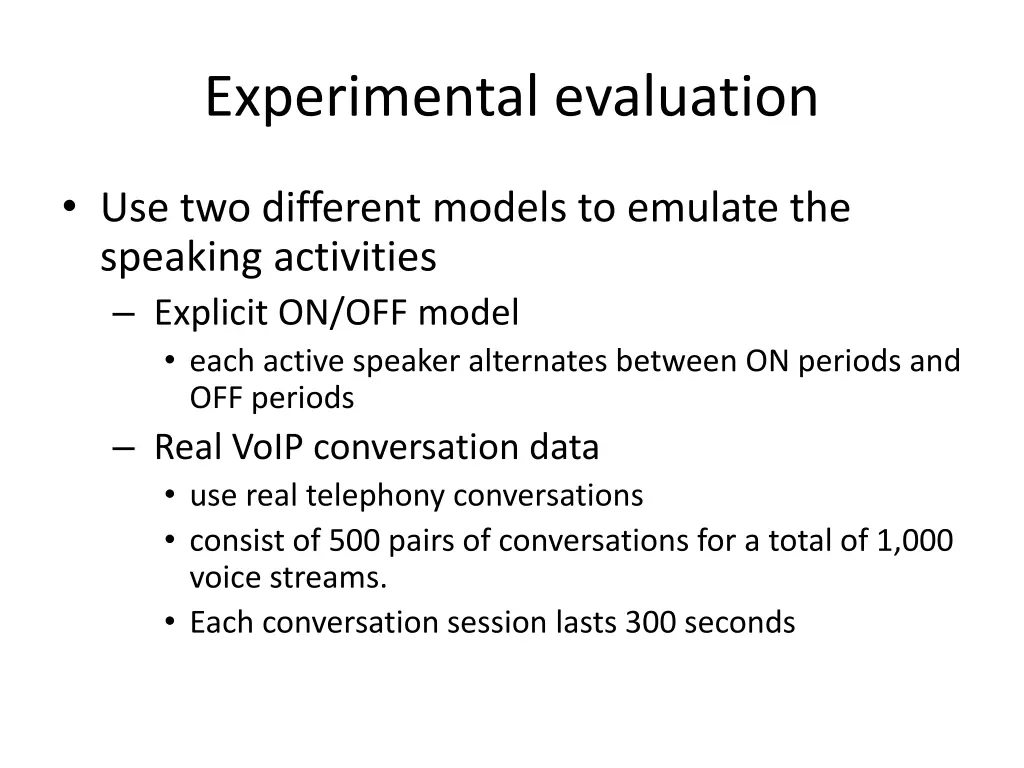 experimental evaluation 1