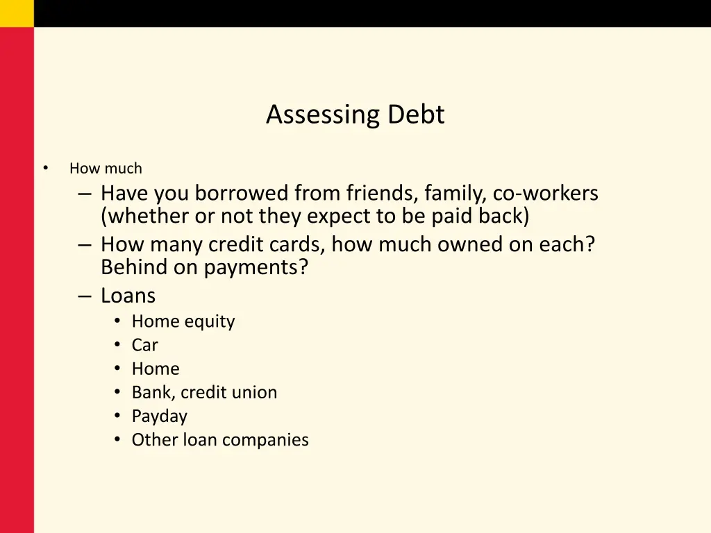 assessing debt