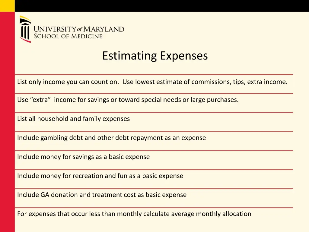 estimating expenses